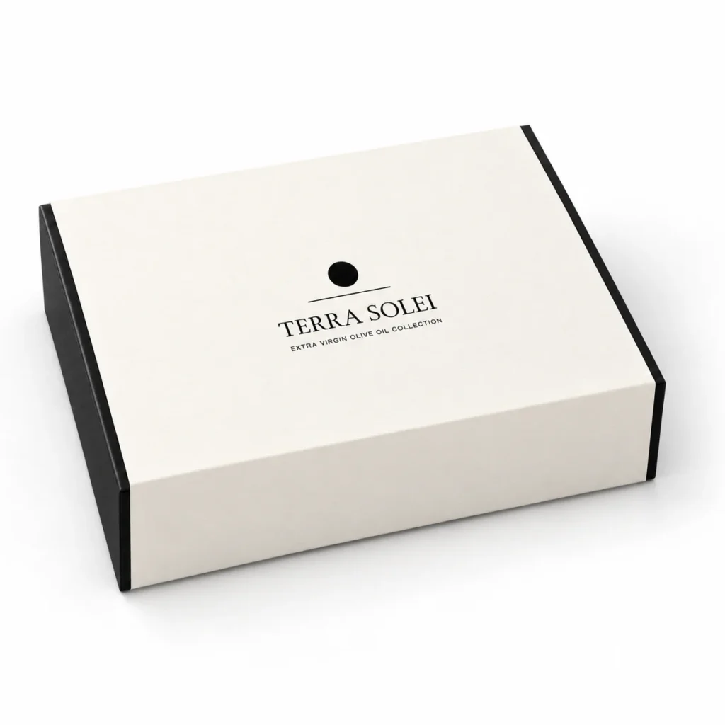 Terra Solei Duo set closed, with the cream presentation sleeve
